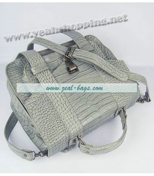 Knockoff Proenza Schouler Suede PS1 Satchel Bag in Grey Croc Veins